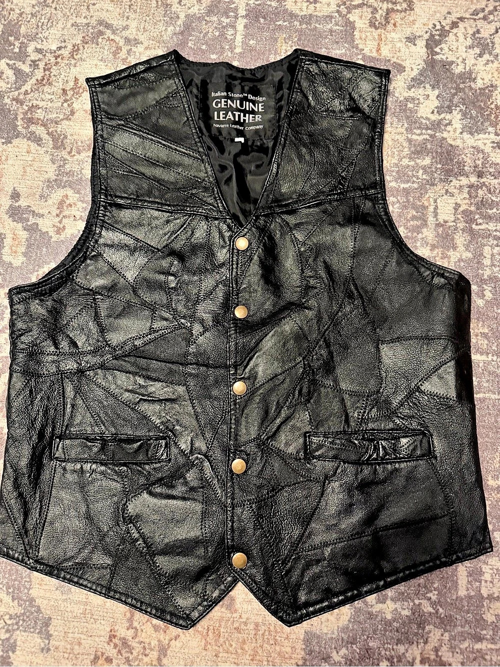 Vintage Leather Italian Stone Navarre Leather Company Large Biker Motorcycle